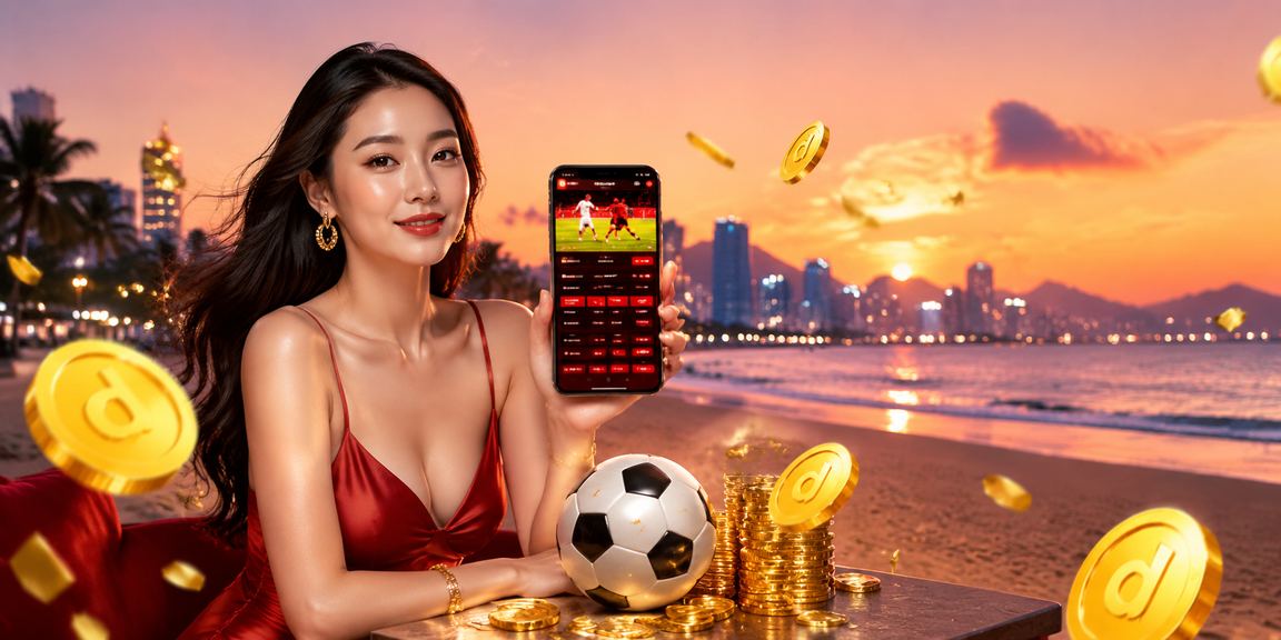Người dùng tại bãi biển Đà Nẵng theo dõi kèo thể thao và giải thưởng trên điện thoại
